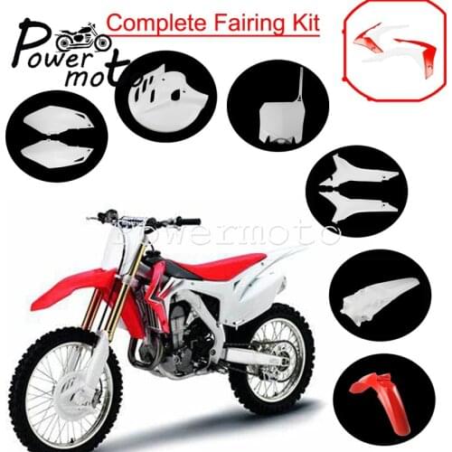 Motocross Plastic Fairing Kit Front Rear Mudguard Disc Brake Cover Side Panel Number Plate For Honda CRF250R CRF450R CRF 250 450