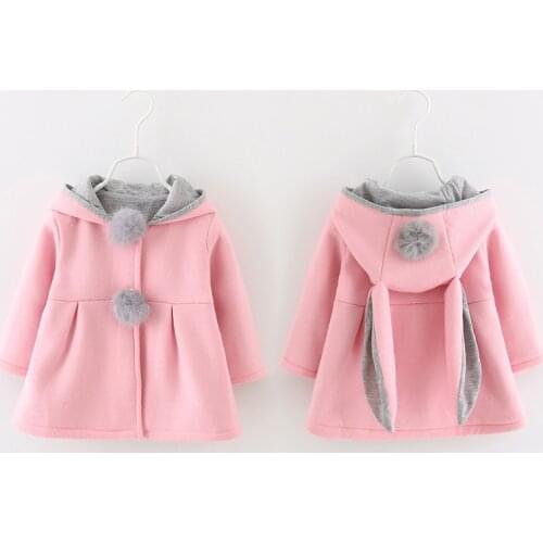Spring Cute Rabbit Ear Hooded Girls Coat New Spring& Autumn Top Kids Jackets Outerwear Children Clothing Baby Tops Girl Coat