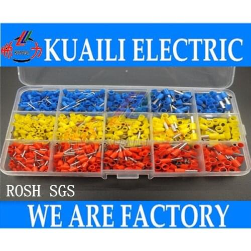 1000pcs Copper Crimp Connector Insulated Cord Pin End Terminal Ferrules kit set Wire terminals connector