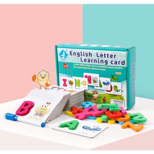 Children Alphabet Letter Learning Cards Set 26 English Letters Spelling Card Baby Preschool Early Word Toys Alphabet Trainsing