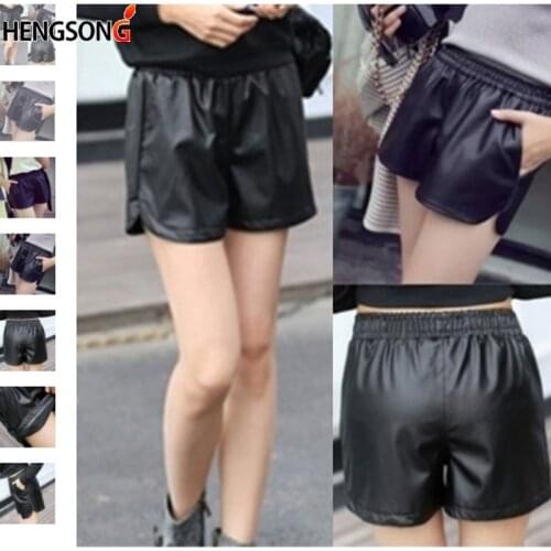 2021 New PU Leather Shorts Womens Black High Quality Short Pants With Pockets Loose Casual Short Autumn Women ladies Shorts