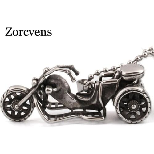 ZORCVENS 2021 New Fashion 316L Stainless Steel Vintage motorcycle Necklace Pendant For Men