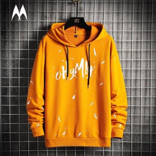 2021 Autumn New Casual Hoodie Men Trend Loose Pullover Letter Print Hoodies Street Harajuku Long Sleeve Top Mens Clothing