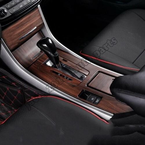 Peach wood grain Gear Shift Box Panel Cover Trim 6pcs For Honda Accord 2016-2017