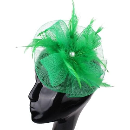 Feathers Headdress Hair Clips Gorgeous Fancy Feather Flower Female Event Navy Married Hair Accessories Women Fascinators XMF290