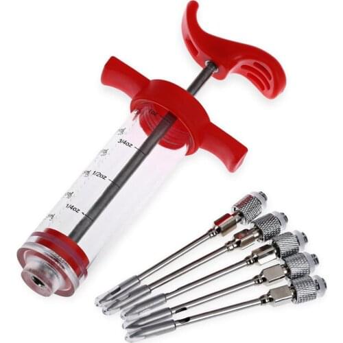 Food Grade PP Steel Needles Spice Syringe Set BBQ Meat Kithen Syringe Accessory Marinade Flavor Sauce Injector K4N4