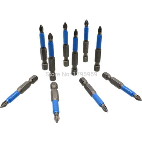 PZ1 PZ2 Magnetic Non-slip Screwdriver Bit 50mm Long Impact Driver Pozidriv 1/4" 6.35mm Hex Shank Screwdriver Pozi Bit 10pcs/lot