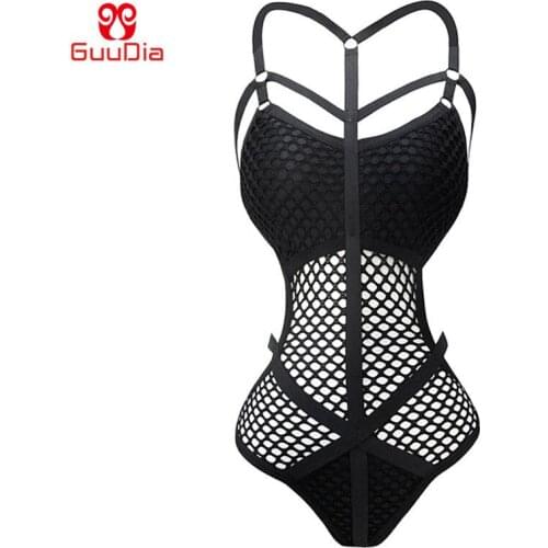GUUDIA Naugthy Sexy Teddy Lingerie Bodysuit Sexy Lingeries Babydoll Underwear One Piece Mini Bodysuits Bralette Strap SnapCrotch