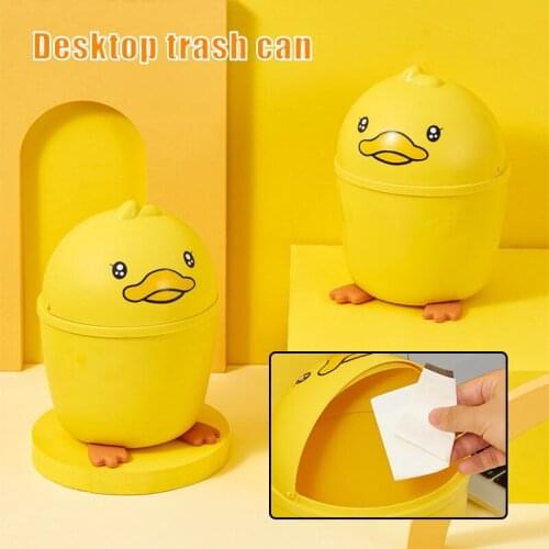 Cute Mini Fliping Type Trash Can Desktops Mini Dustbin Household Cleaning Tools for Home Office C66