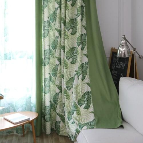 Modern Leaf Blinds Blackout Curtains For Living Room Tulle Roman Curtain For Windows New Sheers Cortina Green Cheap Panel Fabric