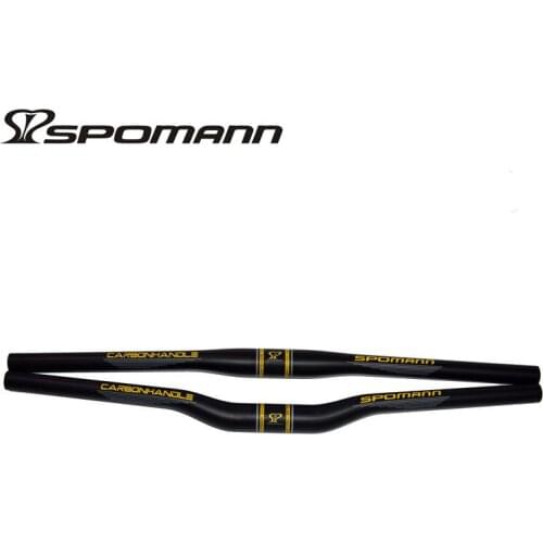 SPOMANN full carbon fibre bicycle handlebar mountain bike UD matte flat rise handlebars yellow colors 31.8mm bicicleta parts