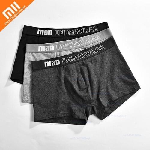 Xiaomi 4pcs Boxer Short Men Underwear Cotton Man Breathable Solid Flexible Panties Soft Pure Color Casual Comfortable Underpants