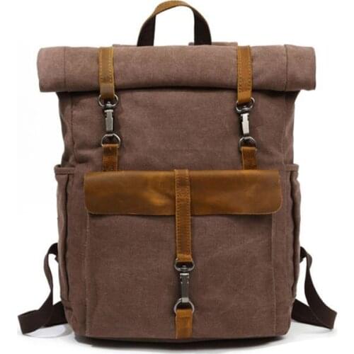 Men Vintage Canvas Rucksack Travel Sport Schoolbag Camping Bag Large Waxed Mountaineering Travel Pack vintage backpack