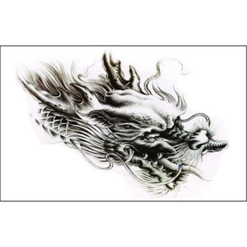 5PCS/lot Temporary Tattoo Sticker Large Fake Shoulder Body Arm Black 19CM Dragon Tattoo Strong Man Fashion