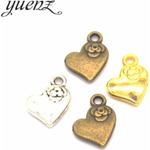 YuenZ 15pcs 3 colour Antique Silver color heart Charm fit for Bracelets Necklace DIY Metal Jewelry Making 14*13mm A13