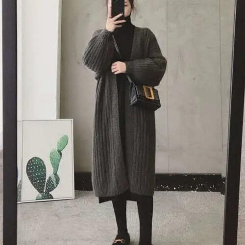 Women Autumn Loose Long Cardigan Oversize Knitting Coat