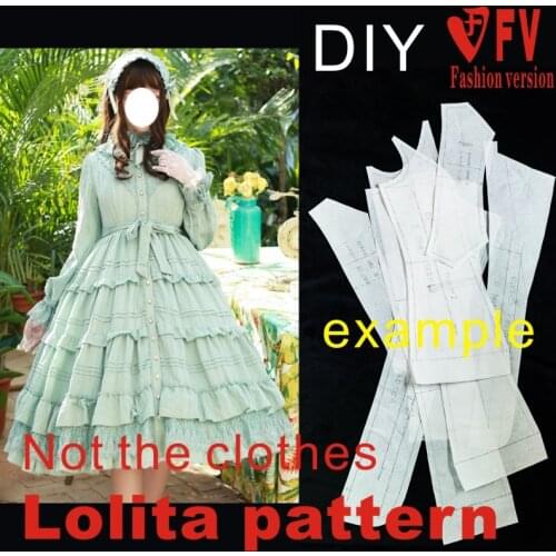 Japanese style Lolita pattern womens princess stand-up collar dress 1:1 costume cutting drawing LOLI-23