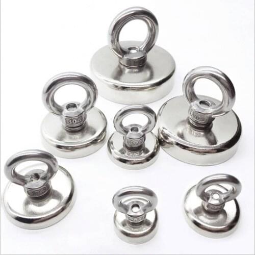 1pc Magnet Fishing Neodymium Salvage Magnets Pot with Ring Eyebolt Hook Fishing Magnet Strong Powerful Magnetic Search Magnet Kg