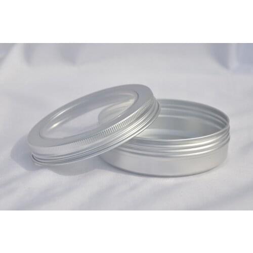 100g 100ML Round Silver Empty Aluminum Tin Cans Bottle with Window Lids Silver Skylight Portable Box Cream Box Tea Aluminum Jar