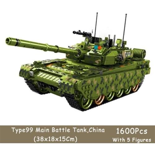 1600Pcs China Type99 Main Battle Tank With 5 Color Printing Soldier Figures Military Building Block Collection Gift Toy For Kid