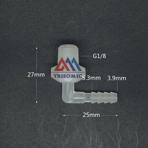 3.9mm*G1/8 Elbow screw thread type Connector Tube Joiner Material PP Plastic Fitting Tank Airline acid and alkali resistant