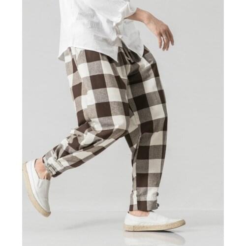 Plaid Pants Men Jogger Japanese Streetwear Harem Pants Men Trousers Hip Hop Sweatpants Joggers Men Pants 2019