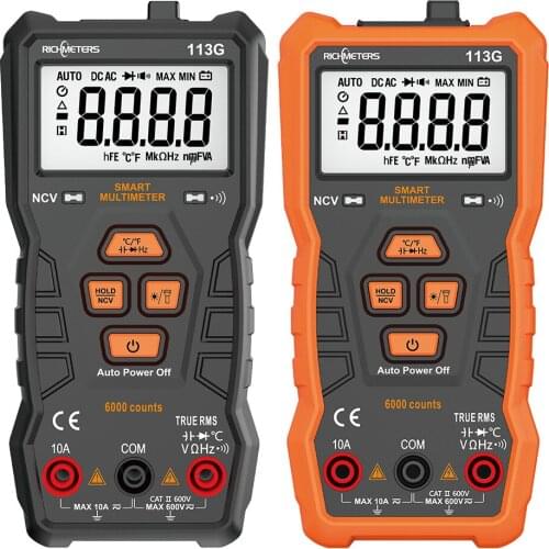 RICHMETERS RM113D NCV Digital Multimeter 6000 Counts Auto Ranging AC/DC Voltage Meter Flash Back Light Large Screen 113A/D