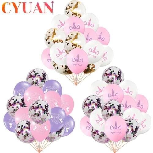 CYUAN 1set Unicorn Party Balloons Birthday Baloon Unicorn Decoration Latex Confetti Balloon Kids Birthday Party Decoration