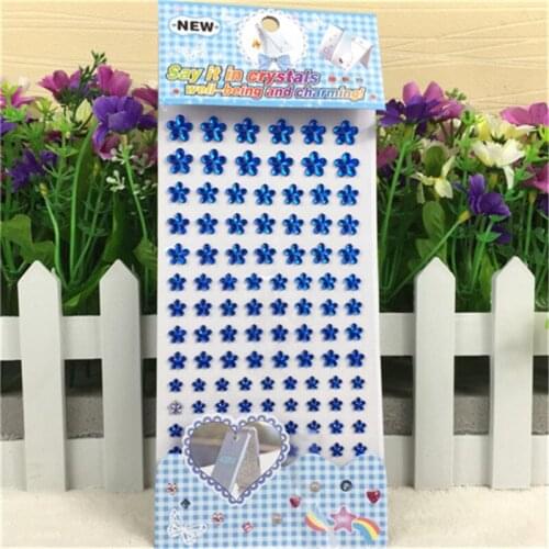 Kids Toys sticker different size Crystal deep blue flower sticker Facial makeup Wedding dress Glass Frame decoration stickers