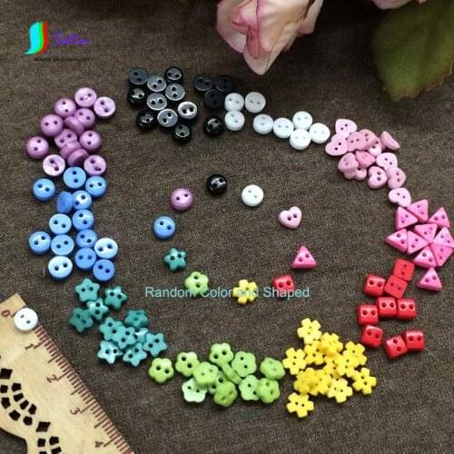 DIY Sewing Accessory Colorful Love Heart/Square/Star/Flower Shaped 6MM MiNi Clothes Buttons for Doll 10PCS*20Pack/Lot S0045
