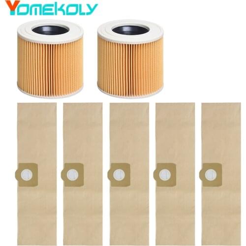 For Karcher WD2250/A2004/MV2/WD2.000-WD2.399 SE400 Vacuum Cleaner Cartridge HEPA Filter Dust Bag Replacement Accessories Parts