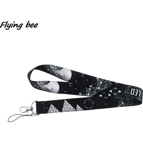 Flyingbee Constellation Lover Leo Painting Key Chain Lanyard Neck Strap For Phone Keys ID Card Creative Lanyards X1215