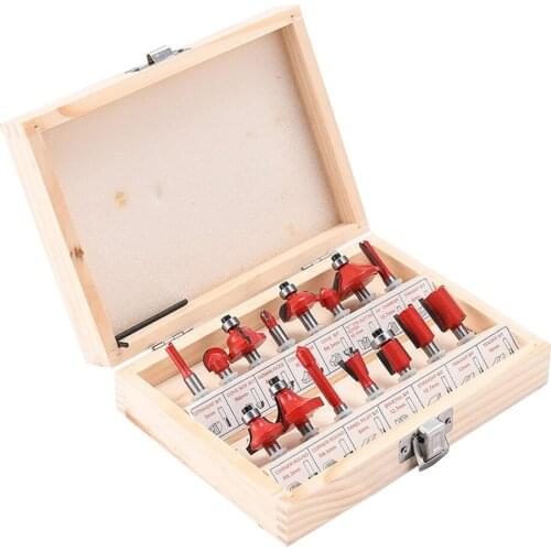 15pcs / set Woodworking Milling Cutters 1/4'' 6.35 mm Shank Carbide Router Bit For Wood Cutter Engraving Cutting Tools New