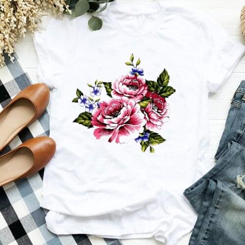 Women Lady Fashion 90s Cute Travel Vacation Flower Floral Printing T Tee Womens Tshirt Female Shirt Clothes Top Graphic T-shirt