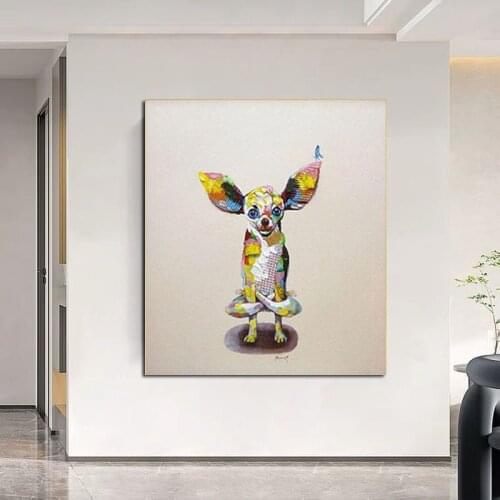 Modern Handmade Oil Painting on Canvas animal cartoon Acrobatic dog wall Pictures for living Room home Decoration No Frame