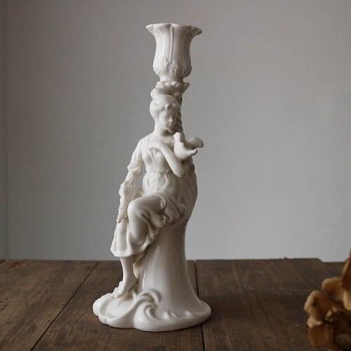 Ceramic Retro Candle Holder Elegant Simple Modern Candlestick White Wedding Centerpieces Bougeoir Christmas Decoration EB50ZT