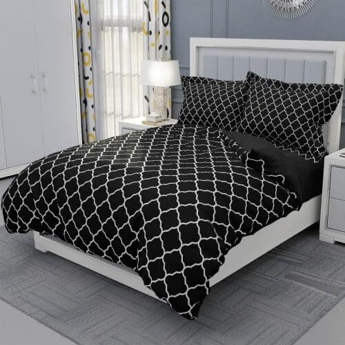 Geometric Bedding Set Luxury Double Duvet Cover 220x240 Queen Size Black Bed Queen King Bed Cover Euro Quilt Cover