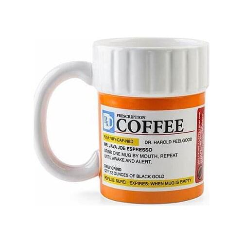 Prescription Pill Bottle Mug British Creative Medicine Bottle Ceramic 300ml Coffee Cup Funny Gifts Tazas De Cafe Drinkware