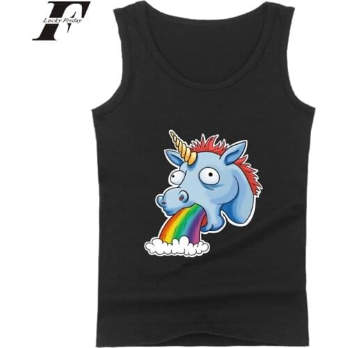 LUCKYFRIDAYF 2017 Unicorn Funny Summer Men Outwear Vest Tank Tops Fitness Workout Casual Mens Tops Streetwear 4XL
