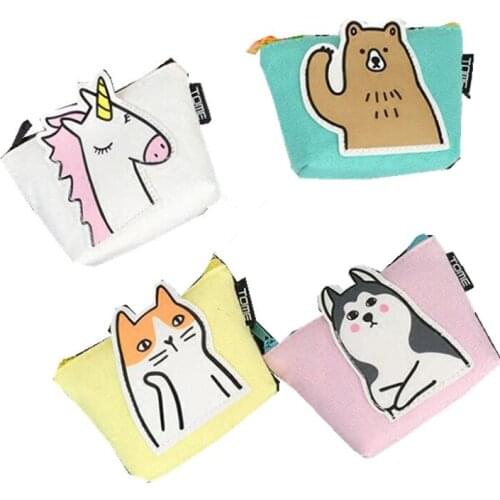 M333 Lovely Women Purses Cartoon Unicorn Bear Cat Dog Coin Wallet Card Bag Women Student Girl Gift Wholesale