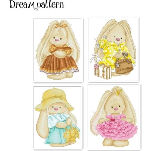 Cute rabbit girl cross stitch package cartoon animal 18ct 14ct 11ct cloth cotton thread embroidery DIY handmade needlework