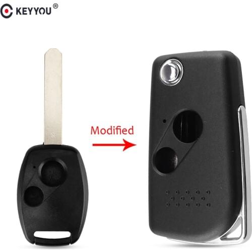 KEYYOU Modified Flip Key 2/3 Buttons For Honda Accord Civic Pilot CITY Jazz FR-V CRV 2007 Key Fob Folding Car Remote Key Shell