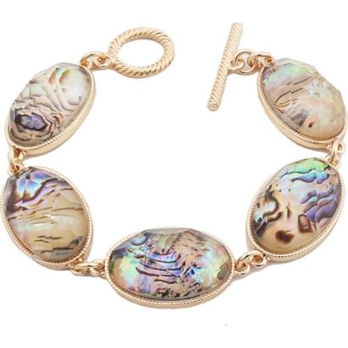Faceted Resin Abalone Shell Stones Bracelets for Women Seashell Charm Bracelets Marine Style Jewelry