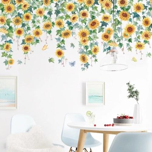 Sunflower Wall Stickers Flowers Decals Art VSCO Girl Wedding Room Living Room Bedroom Decoration Wallstickers Pegatinas De Pared