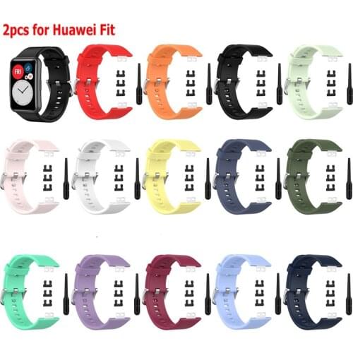 2pcs Replacement Silicone Watchband For Huawei Watch Fit Band Correa Smart Wrist Strap Wristband Pulseira Bracelet Sports