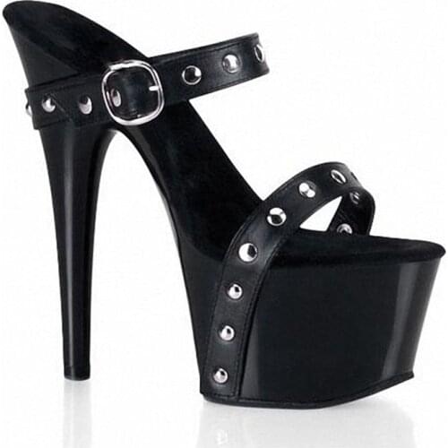 Rncksi New High Platform Open Toe Wedges Shoes 17cm Rivets High-Heeled Shoes Sexy Fashion Slippers Hot Sale