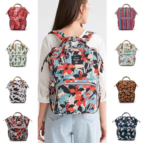 Baby Diaper Bag Large Capacity Mommy Backpack Floral Mommy Bag WomenMulti-function Baby Nursing Backpack Waterproof Nappy Bags