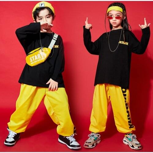Spring Jazz Dance Costumes Kids Loose Hiphop Street Dance Rave Outfits Children Stage Performance Clothing Practice Clothes