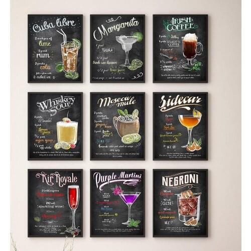 Vintage Gin & Tonic Tin Poster Wall Sticker Art Cuban Mojito Cocktail Drink Canvas Painting Logo Bar Kitchen Nordic Home Decor