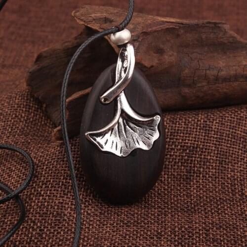 Magic flowers New Design vintage necklace original jewelry ethnic necklace, Black wood pendants sweater necklace